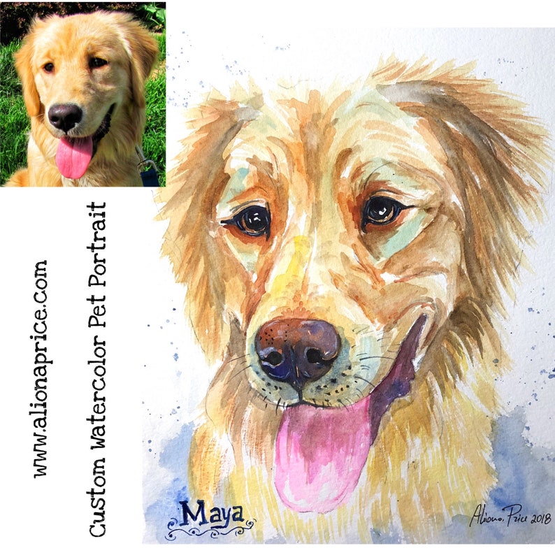 Custom Pet portrait Painting Watercolor Pet Portrait Dog Portrait Custom Pet Painting Custom Dog Portrait Original painting Cat Gift Art