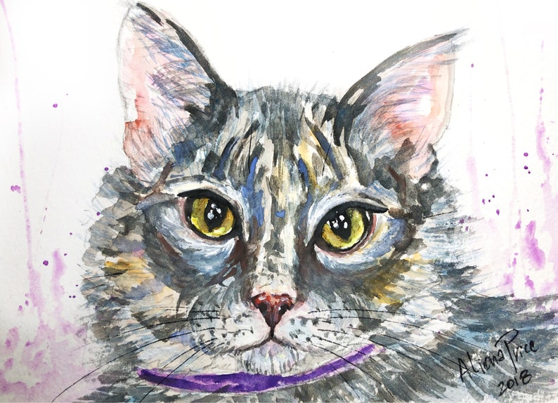 Custom Pet portrait Painting Watercolor Pet Portrait Dog Portrait Custom Pet Painting Custom Dog Portrait Original painting Cat Gift Art