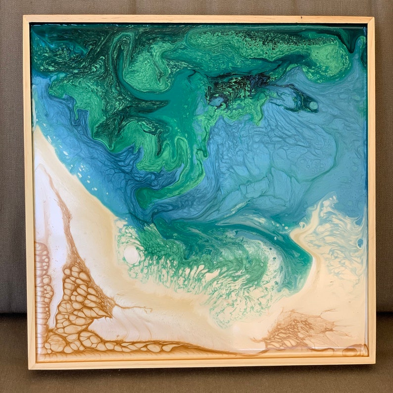 CUSTOM ORDER Beach Painting Abstract Beach Art Framed Resin Etsy