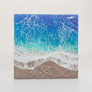 Memorial Beach Painting with Ashes, Resin Ocean Art, Pet Memorial, Memorial Art, Custom Order