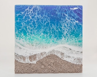 Memorial Beach Painting with Ashes, Resin Ocean Art, Pet Memorial, Memorial Art, Custom Order