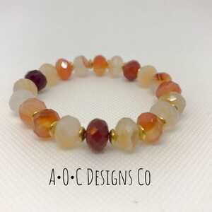 Multicolored Carnelian rondelle beaded bracelet