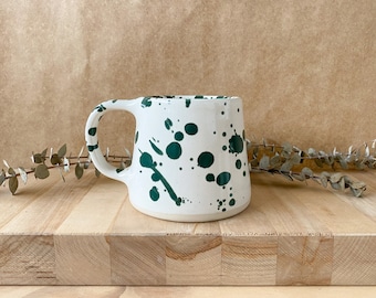 Handmade Ceramic Mug - Dark Teal Splatter