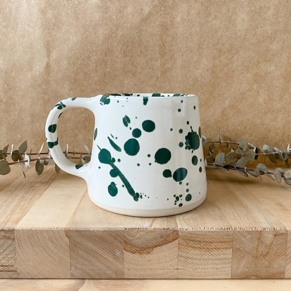Handmade Ceramic Mug - Dark Teal Splatter
