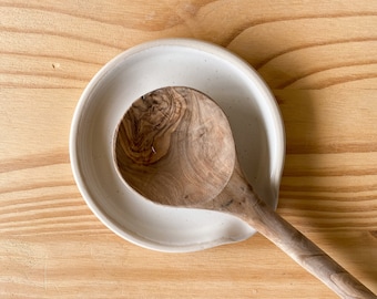 Handmade Ceramic Spoon Rest - Vanilla Bean