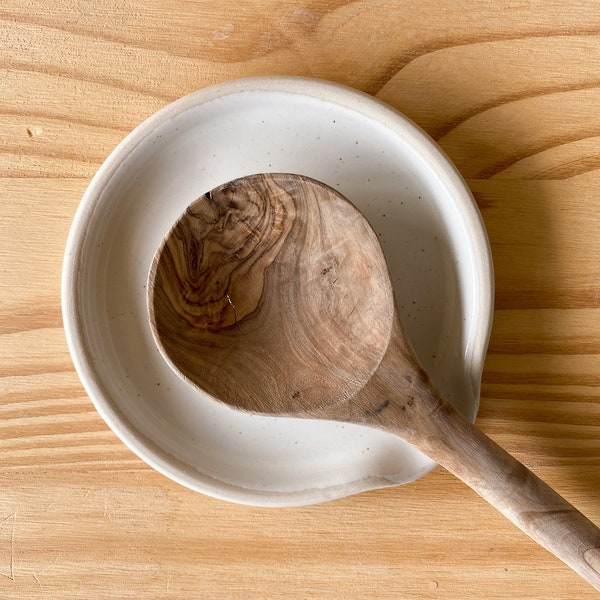 Handmade Ceramic Spoon Rest - Vanilla Bean