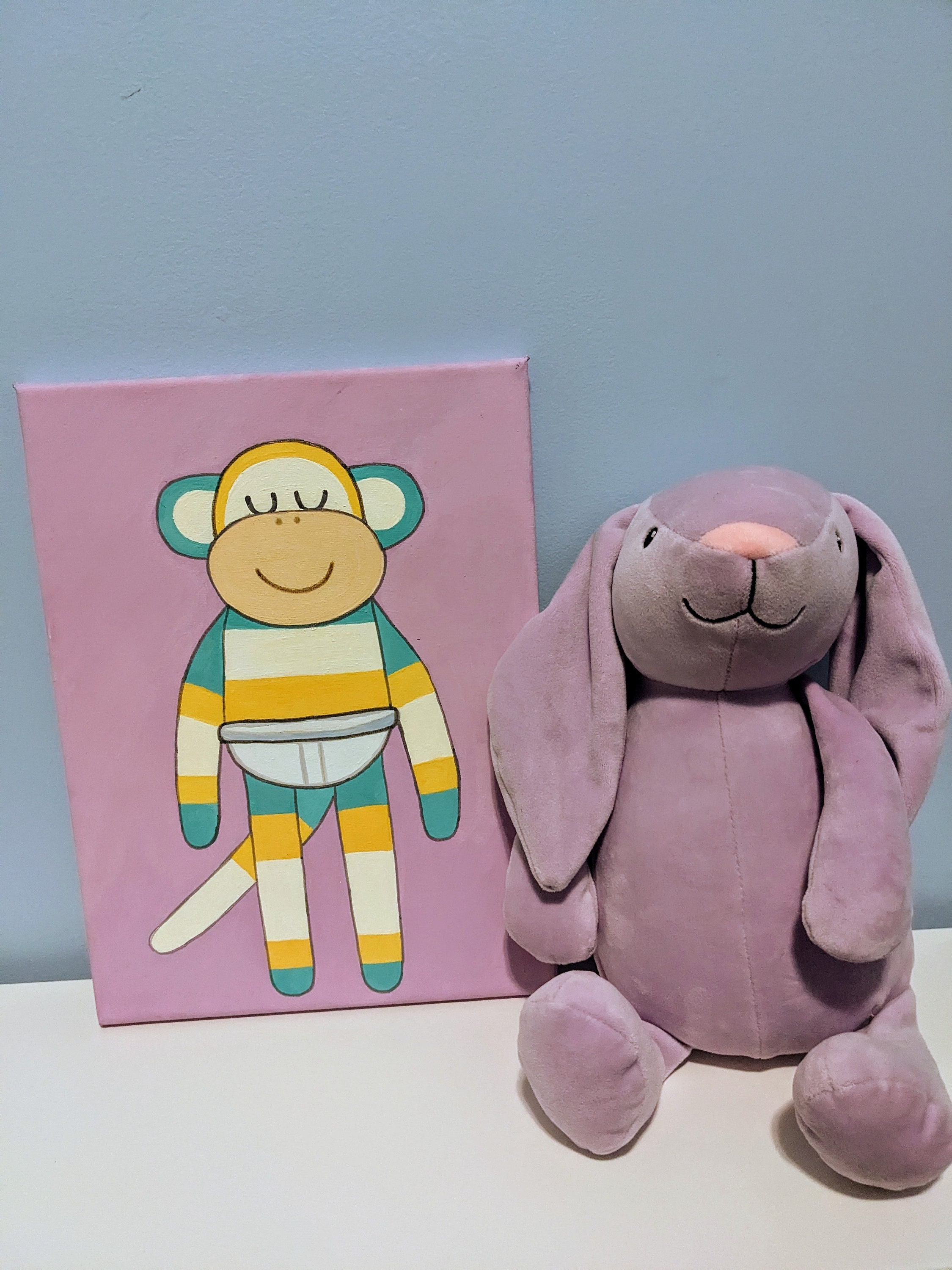 Bluey mr.monkeyjocks Sock Monkey Painted Canvas Etsy