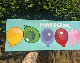Bluey "Mum School" acrylic balloon canvas