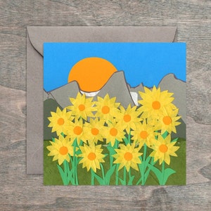 Framable Grüße - Teton Sunflower Scape & Jackson Hole Sommer im Freien 4x4 "Kunstkarten."