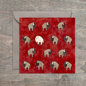 Framable Greetings: White Buffalo Tribute to the Outlier and Bison-Big Game Framable 4 x 4" kunstkaarten