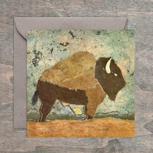 Cartões de arte 4x4" com saudações emolduradas — Teton Lone Ranger Bison e Western Wildlife