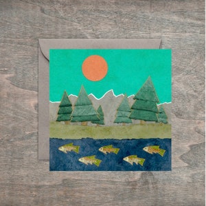 Framable Grüße - Teton Stream Dream & Sommer Berg Lifestyle Quadratische 4 x 4 "Kunstkarten
