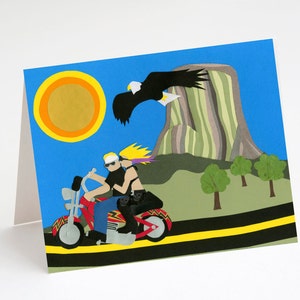 Easy Riders - Biker Couple & Devil's Tower Art Card (PUSTA W ŚRODKU)