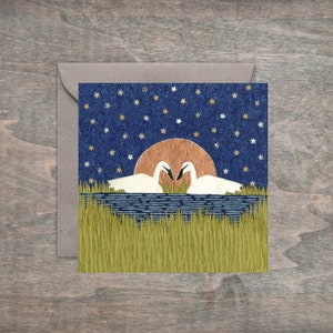 Framable groeten - Zwanenmeer en boswezens vierkante kunstkaarten van 4 x 4 inch