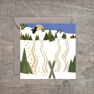 Cartões de arte de 4 x 4" com saudações emolduráveis — Turns of Gold e Winter Lifestyle