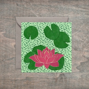 Saluti incorniciabili: cartolina artistica Lotus Blossom Pond Square 4 x 4".