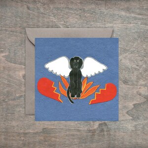 Salutations encadrables — Carte d'art Black Lab Rising Square 4 x 4"