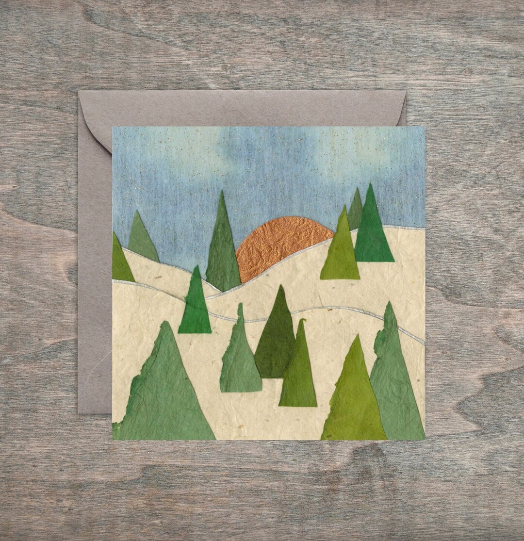 Framable Greetings Winter Dusk Square 4 X 4 Art Card Etsy