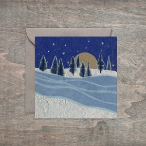 Cartes postales de voeux à encadrer : carré magique au clair de lune d'hiver 10 x 10 cm