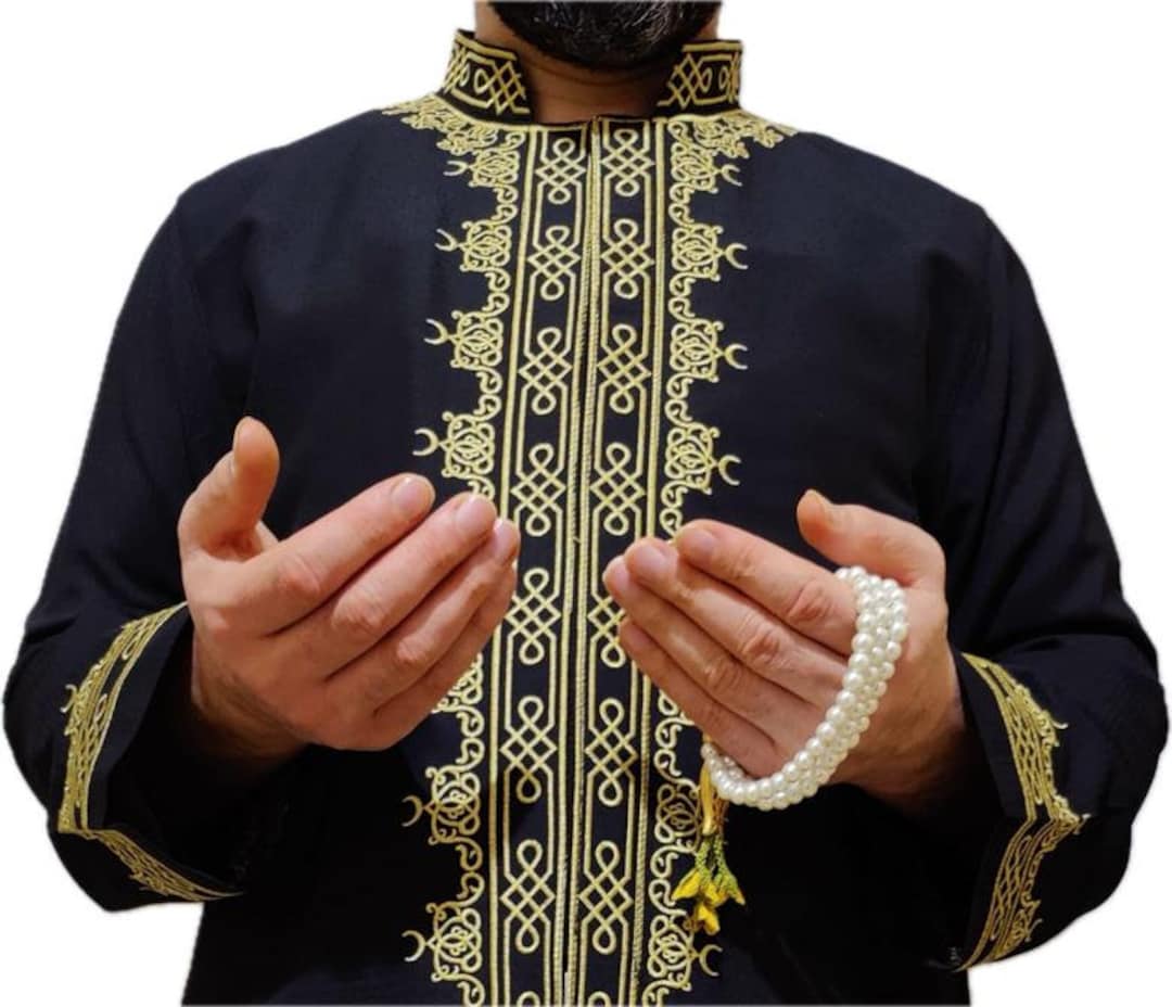 Robev Crescent Patterned Robe, Izhar Full Summer Light Cream Robev, Islamic ...