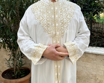 Luxurious Ecmel Imam Robe, Punto Jubbah, Islamic Mens Wear, islamic wear, Muslim Long Kurta, Muslim Clothes, Cübbe, Islamic gift