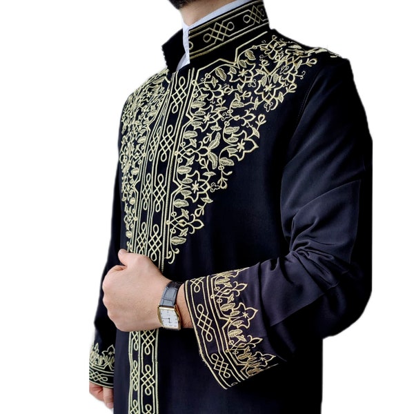 Islamic Mens Wear, Jubbah, Muslim Long Kurta, Muslim Robe Turban, Prayer Robe Harakani, Cübbe, Punto Jubbah