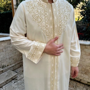 Satin Fabric Prayer Cream Color Robe Harakani, Cübbe, Punto Jubbah ...