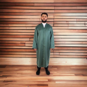 Bukhara Collar Prayer Gown, Prayer Robe Harakani Green, Cübbe, Punto Jubbah, Islamic Mens Wear, Jubbah, Muslim Long Kurta, Muslim Clothes,