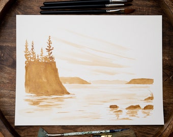 Lake Shore ORIGINAL coffee painting