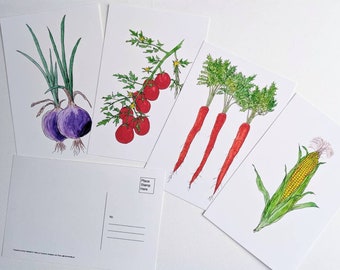 Garden produce postcards (set of 4)