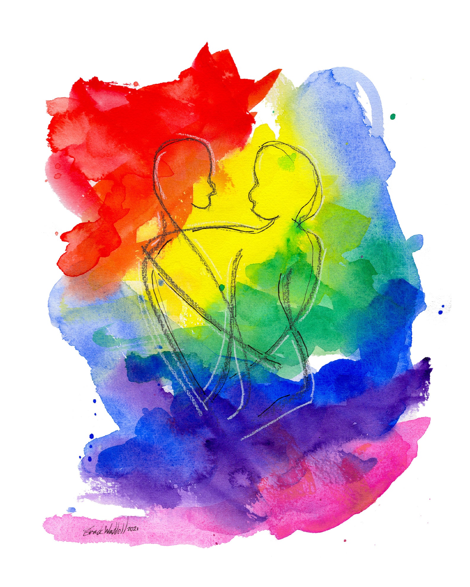 Regenbogen Liebe Abstraktes Aquarell 20x10 Original und Drucke Etsy.de