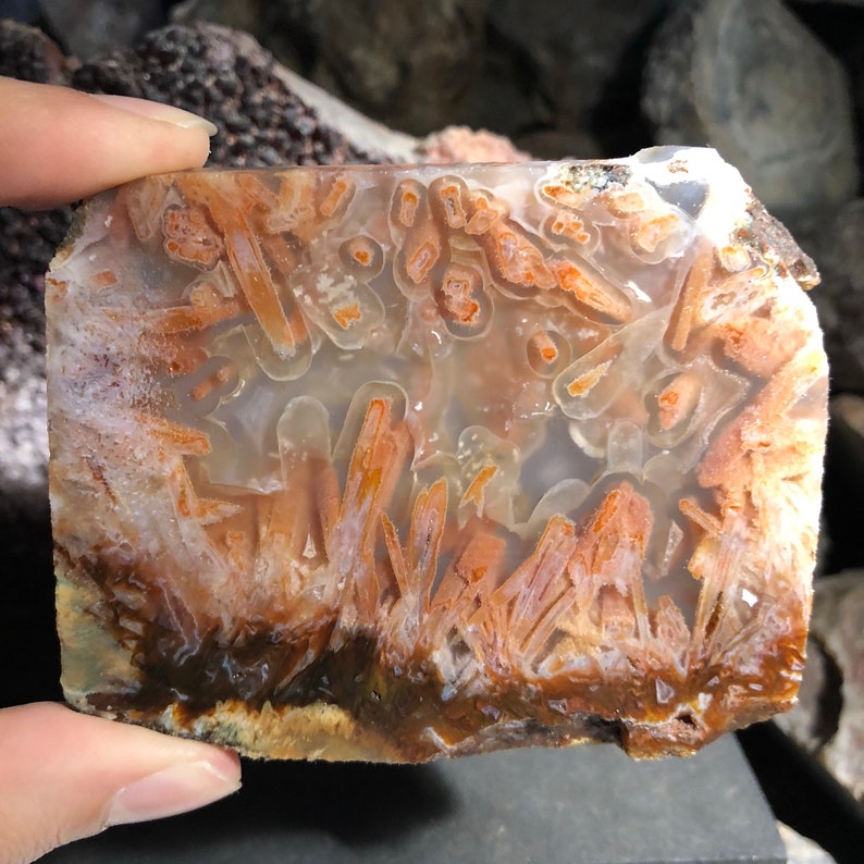 Turkish Ultra Rare Orange Stick Agate Slice