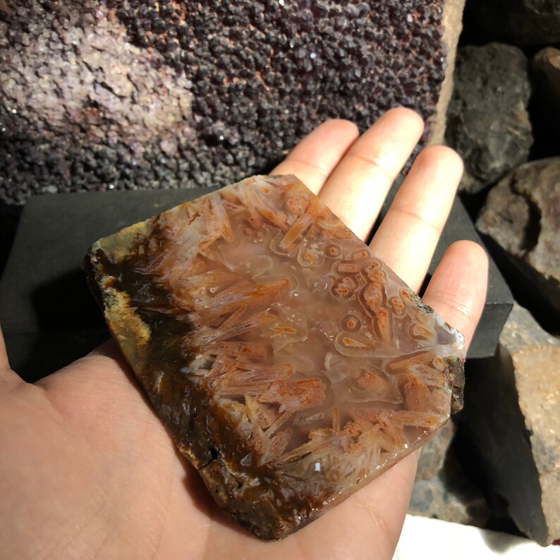 Turkish Ultra Rare Orange Stick Agate Slice