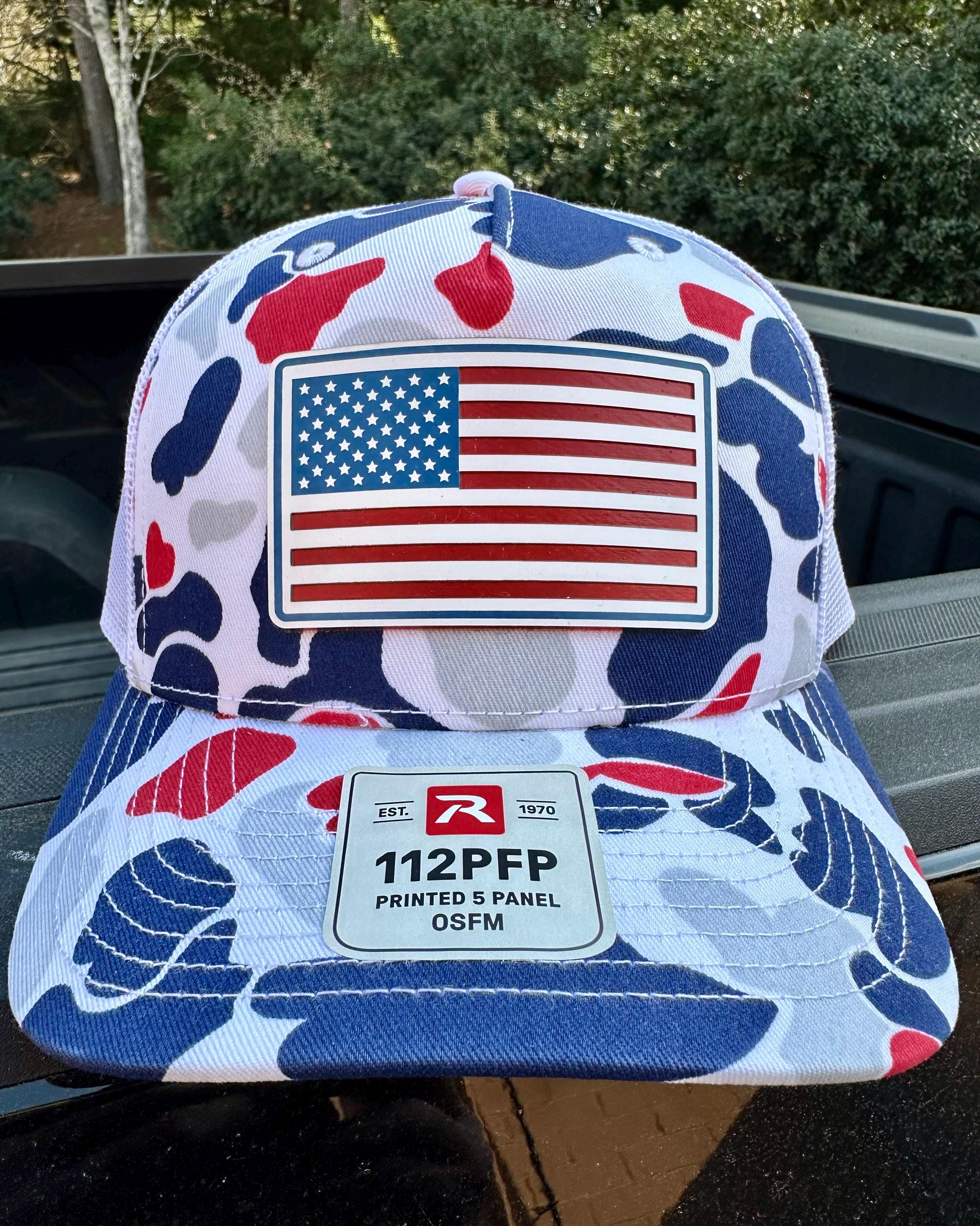 USA Flag Red/white/blue Patch Trucker Hat Richardson Duck 