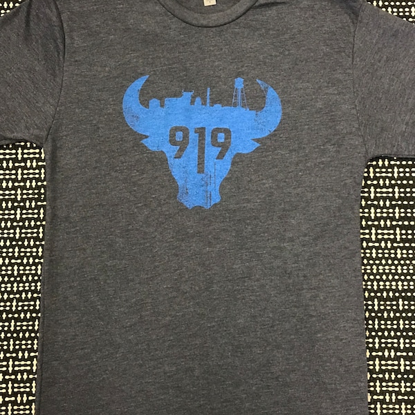 Durham NC Bull City 919 Short Sleeve T-Shirt Unisex Navy Heather