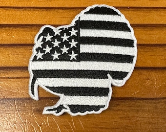 USA Flag Turkey Patch 2.50"L x 2.50"H Black/white