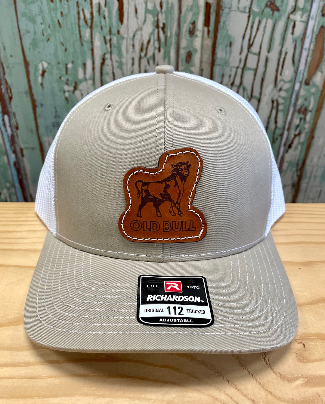 Old Bull Durham NC Leather Patch Trucker Hat Khaki/white - Etsy