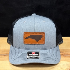 Casquette trucker NC en cuir avec écusson North Carolina, plusieurs couleurs