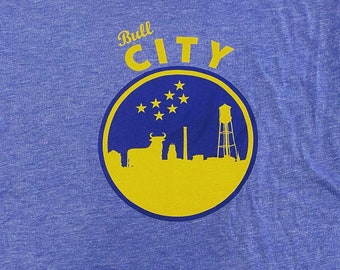 Durham NC Bull City Circle T-Shirt Navy Heather Unisex