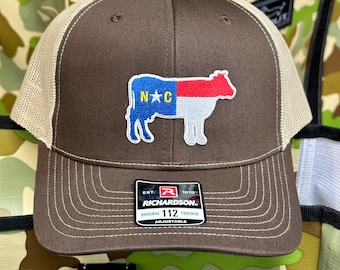 Sombrero de camionero con parche de ganado de vaca de Carolina del Norte, varios colores