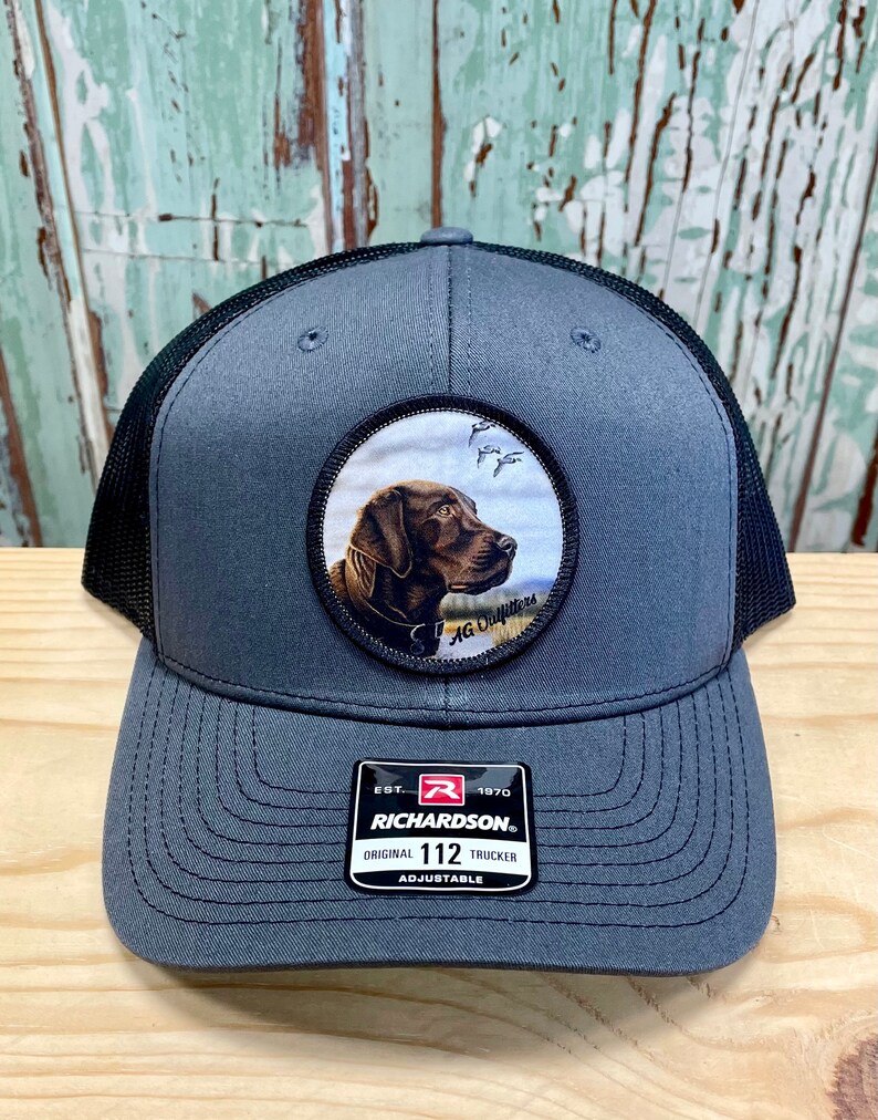 Chocolate Lab Patch Trucker Hat Snap Back Charcoal/black Etsy