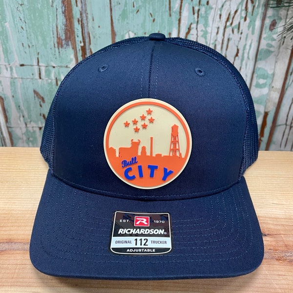 Bull City Circle PVC Patch Trucker Hat Navy/Navy