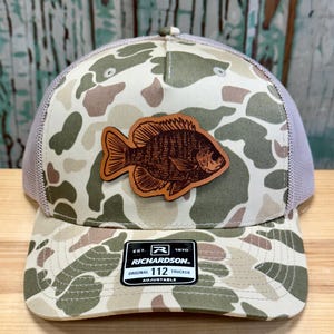 Bluegill Leather Patch Trucker Hat Adjustable Richardson 112