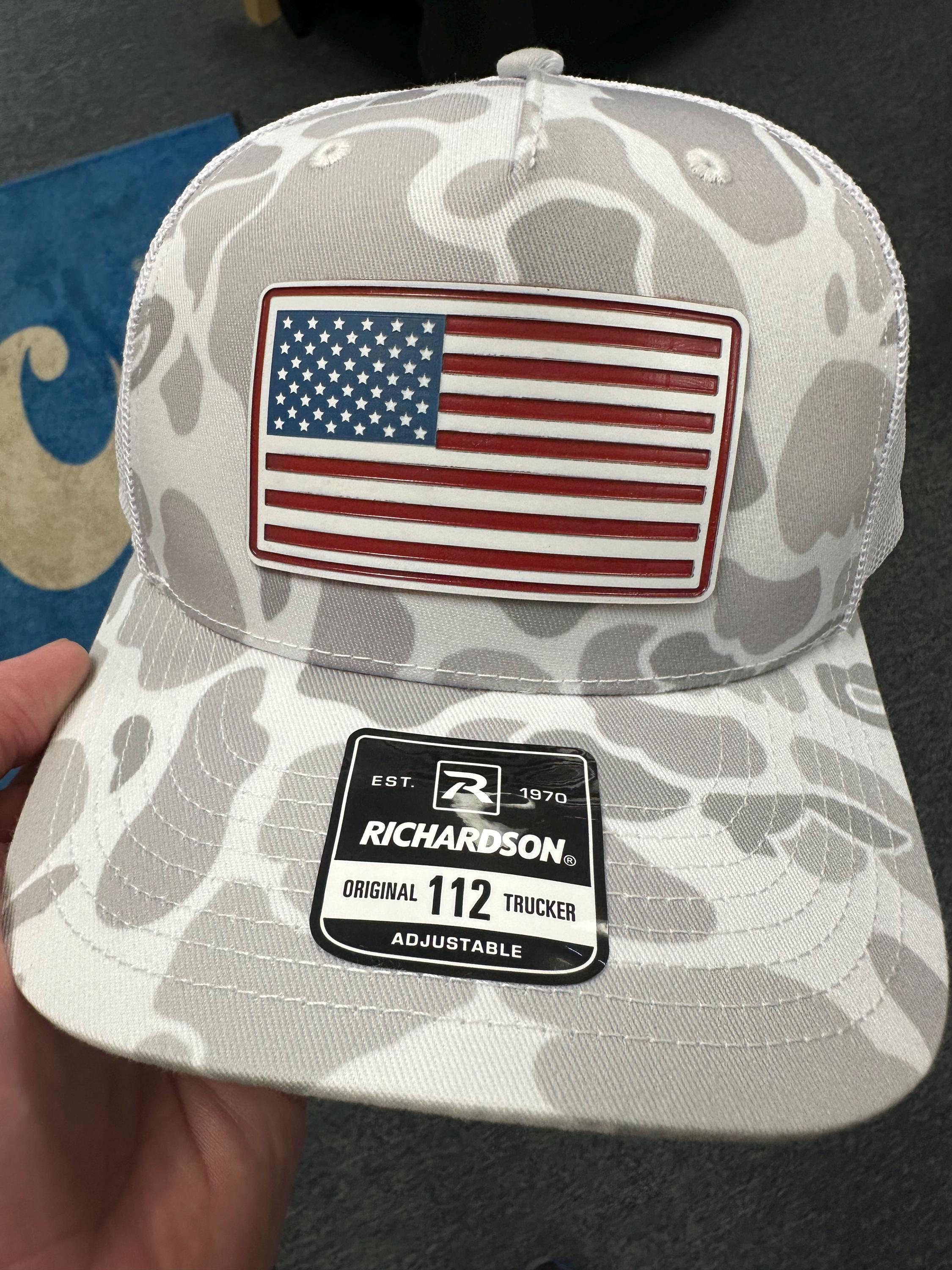USA Flag Red/white/blue Patch Trucker Hat Richardson Duck Camo - Etsy