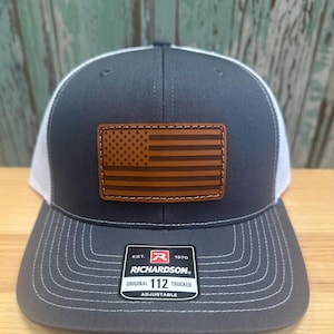 USA Flagge Leder Patch Trucker Hat Richardson Cap Amerika Mehrere Farben