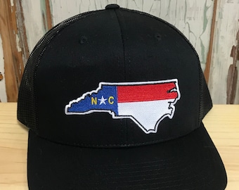 North Carolina State Flag Patch NC Trucker Hat Black