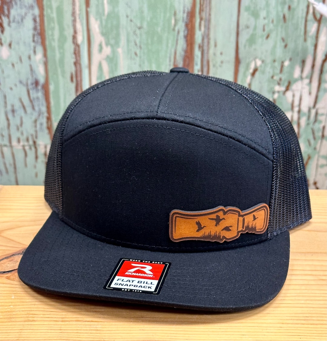 Duck Call Leather Patch 7 Panel Trucker Hat Richardson 168 - Etsy