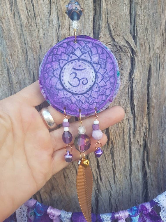 Big Purple Dream Catcher Crown Chakra 7th Chakra Mobile Etsy