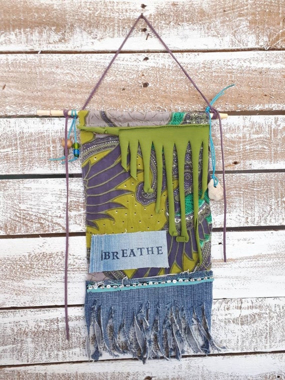 Boho Prayer Flag Breathe Meditation Banner Spiritual Decor Etsy