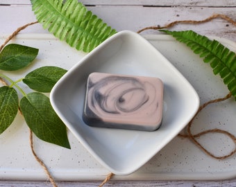 Charcoal Rose Cleansing Facial Bar, Acne Face Soap, Oily Skin Soap, Coconut Milk Soap, Vegan Soap, Handmade, All Natural Soap, Homemade Soap